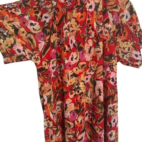 ❤️ELLEN TRACY  FLORAL PRINT TOP w/NECKLINE TASSEL TIE - Picture 5 of 8